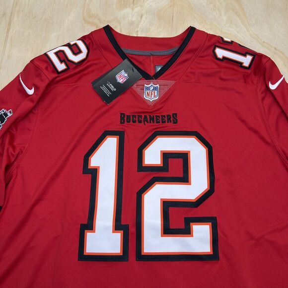 NEW XXL Tom Brady Tampa Bay Buccaneers Nike #12 Retired Player Jersey Red SEWN - Picture 4 of 16